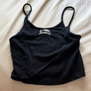 Urban Outfitters Black Ribbed Crop Tank